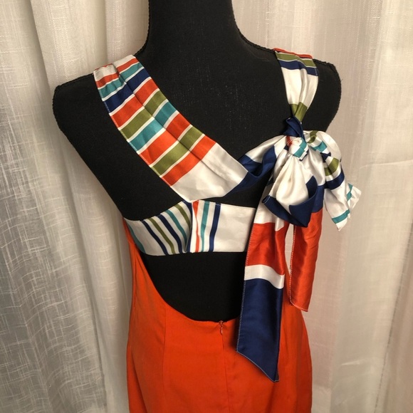 Lulu’s Orange Red Colorful Striped Backless Dress size Small - Picture 8 of 15